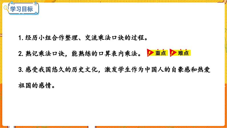 数学冀教二(上)第7单元:表内乘法和除法(二) 课时7 整理乘法口诀 教学课件第2页