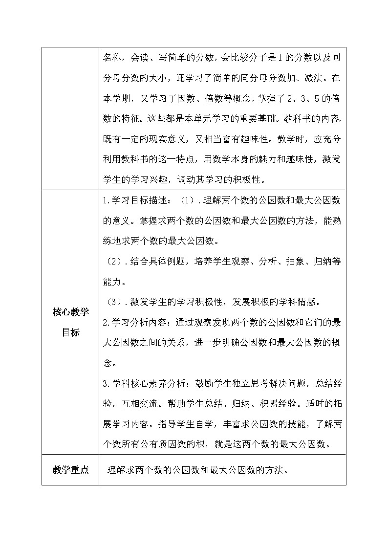 【核心素养】人教版小学数学五年级下册 4.9 最大公因数1 课件 教案(含教学反思)导学案02