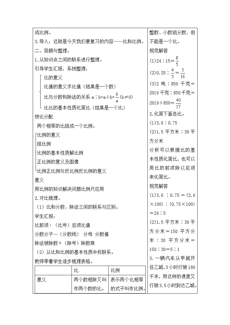 六年级下册数学教案第六单元 6.1.4 比和比例_人教新课标02