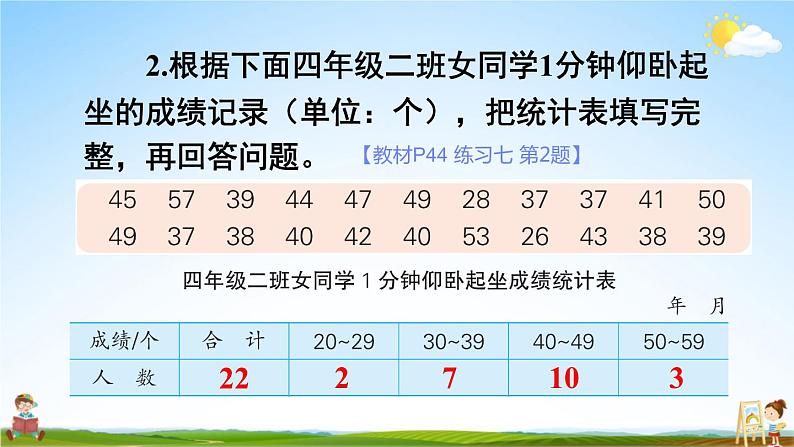 苏教版四年级数学上册《四 统计表与条形统计图(一)练习七》课堂教学课件PPT公开课第6页