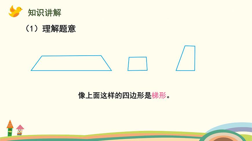 蘇教版四年級數(shù)學(xué)下冊課件 7.7 認(rèn)識梯形和等腰梯形第3頁