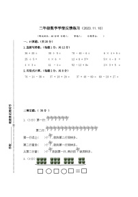 南京玄武区某校2023-2024二年级上册数学期中试卷及答案