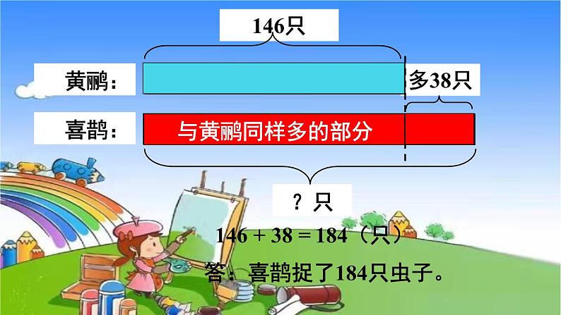 青岛版(六三制)数学二年级下册 六 田园小卫士——万以内的加减法(二) 3 解决”求比一个数多几的数是多少“和”求比一个数少几的数是多少“的问题课件05