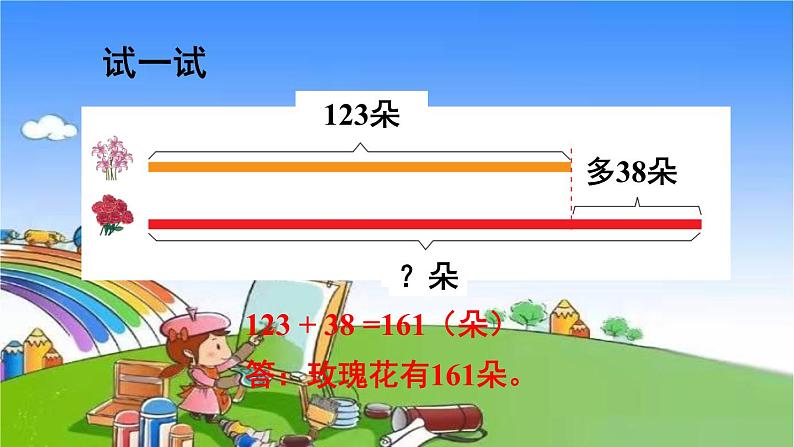 青岛版(六三制)数学二年级下册 六 田园小卫士——万以内的加减法(二) 3 解决”求比一个数多几的数是多少“和”求比一个数少几的数是多少“的问题课件06