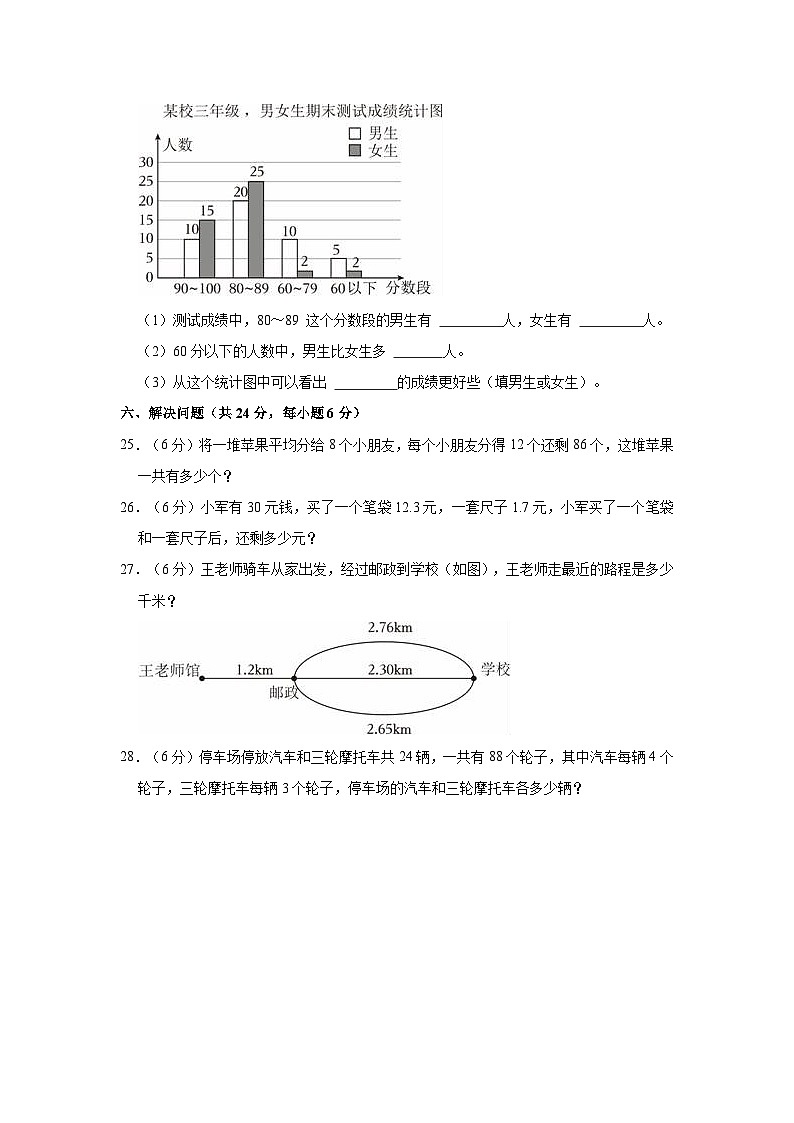 2022-2023学年海南省乐东县四年级(下)期末数学试卷第3页