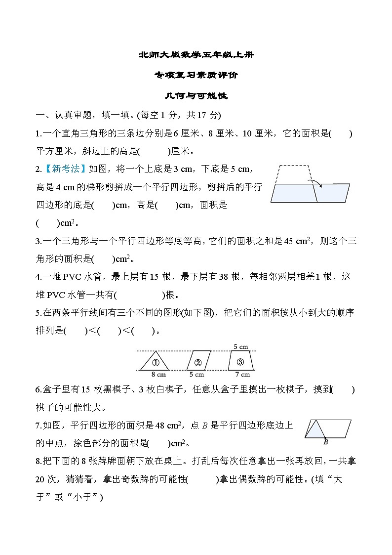 北师大版数学五上 几何与可能性(期末专项测评含答案)第1页