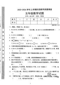 广东省河源市龙川县铁场镇讴田小学2023-2024学年五年级上学期12月月考数学试题