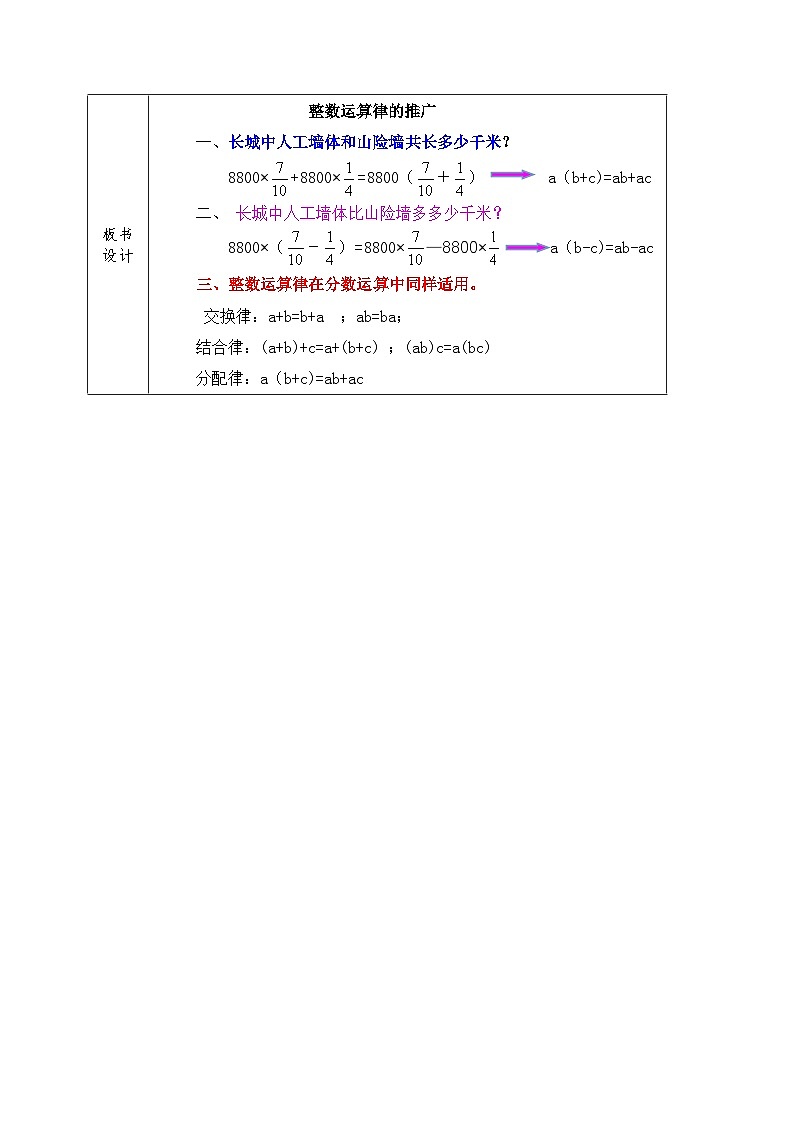 第2课时 整数运算律的推广教案第2页