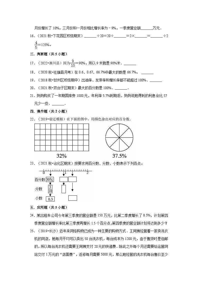 苏教版小学六年级数学上册期末易错高频考点精讲精练 第6讲 百分数【高频考点+典例精析+易错精练】第3页