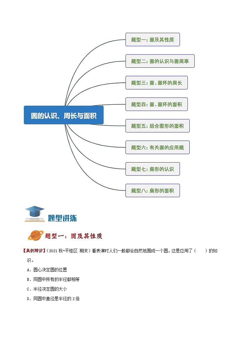 人教版2023-2024学年六年级数学上册真题汇编讲义(知识点+导图+考点讲练) 专题05《圆的认识、周长与面积》(知识讲练)学生版03