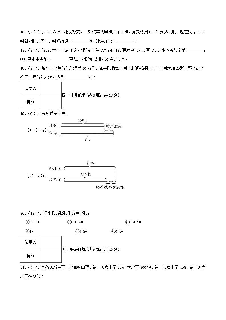 人教版2023-2024学年六年级数学上册知识拓展真题汇编卷  专题06《百分数的意义、互化和应用》(培优卷)学生版+教师版03