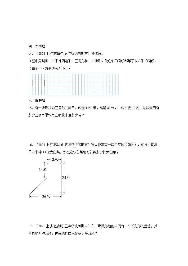 专题7多边形的面积(图形与几何)-2023-2024学年五年级上册数学寒假专项提升(苏教版)03