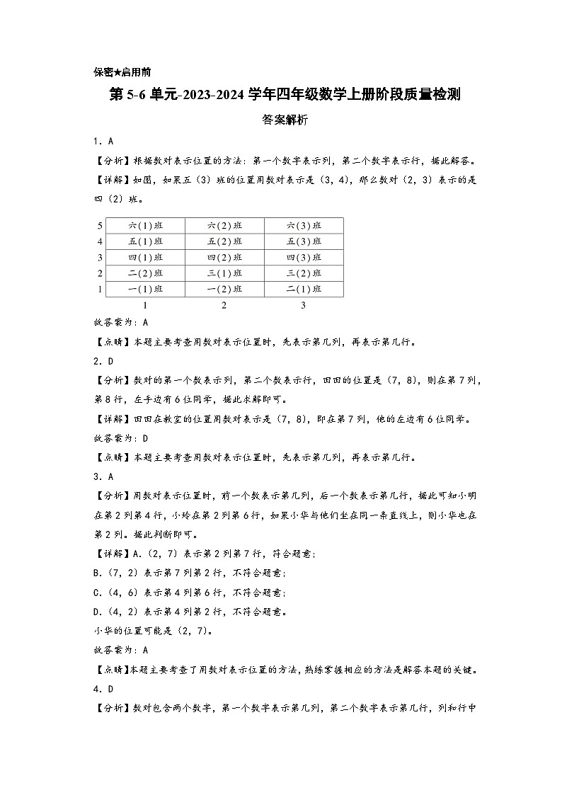 第5-6单元-2023-2024学年四年级数学上册阶段质量检测(答案解析)(北师大版)第1页