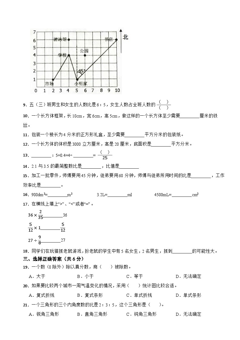 山东省泰安市泰山区2020-2021学年五年级上册数学期末试卷第2页