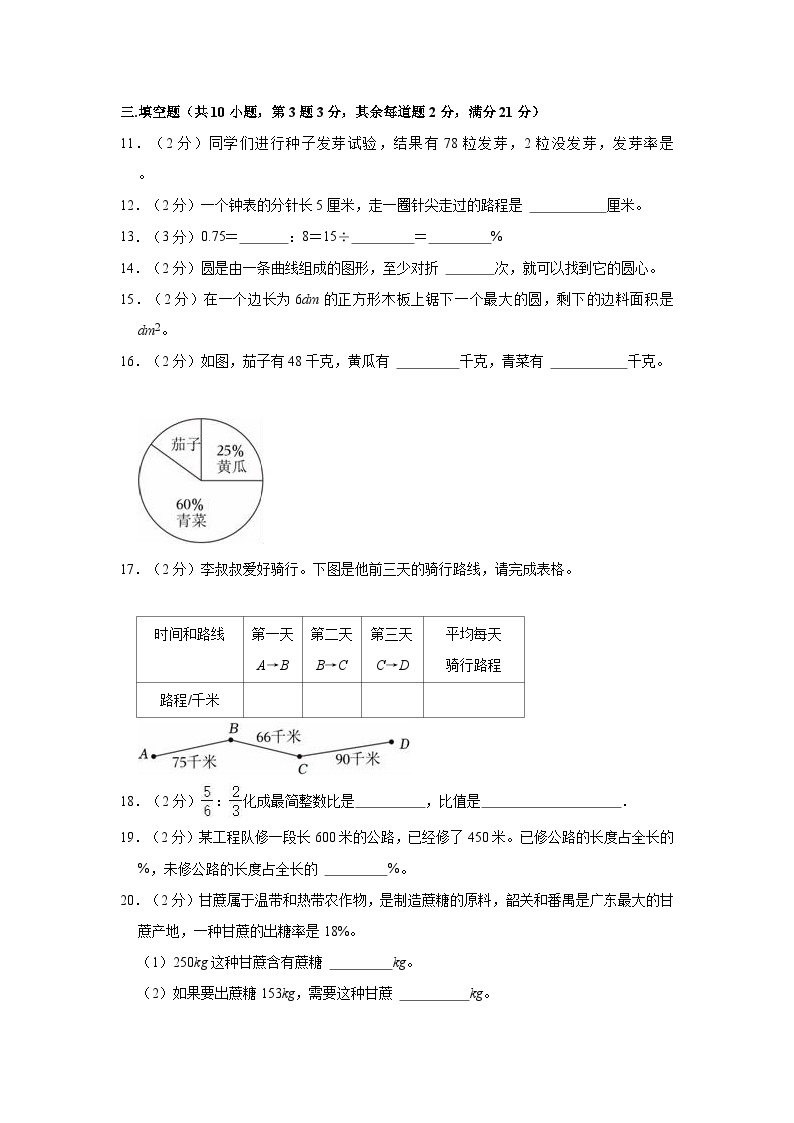 2023-2024学年广东省揭阳市惠来县六年级（上）期末数学试卷02