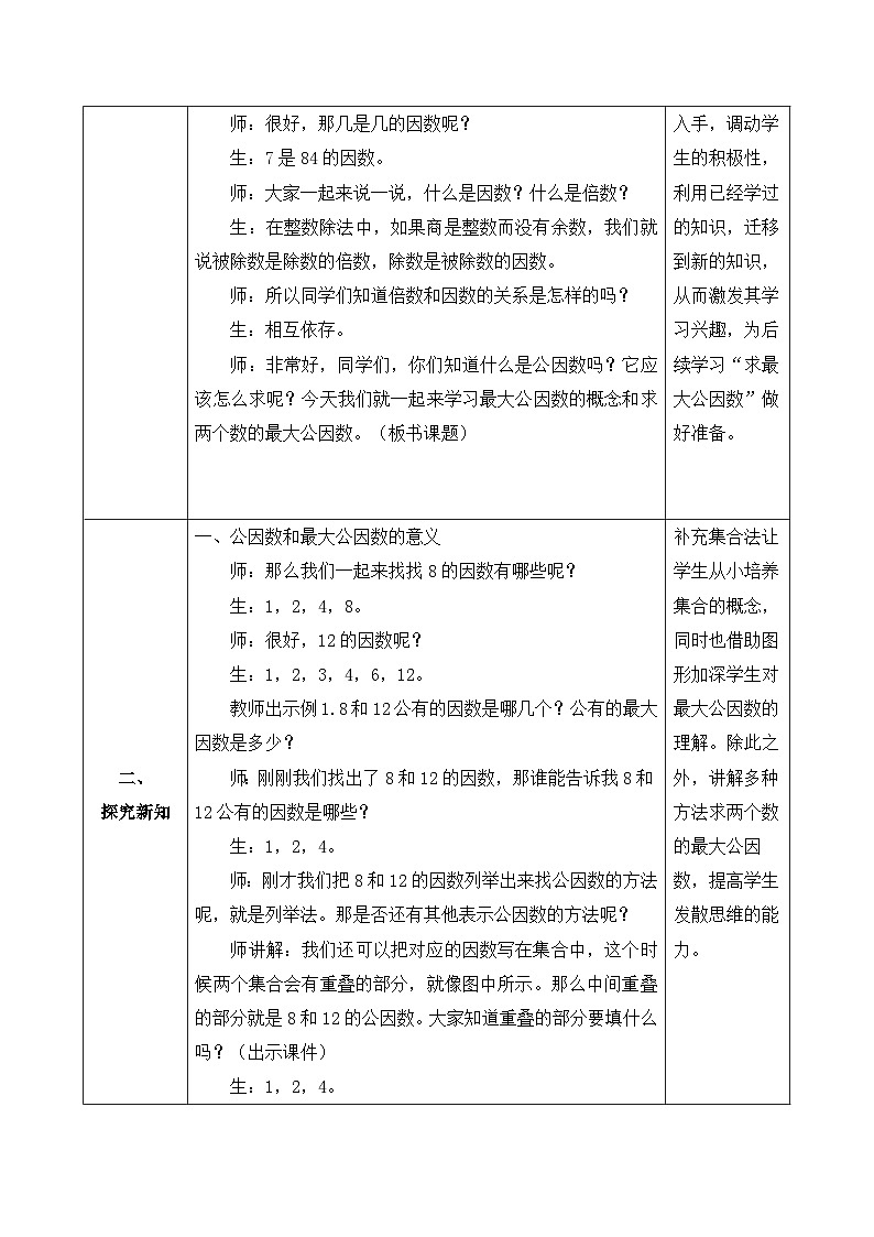 【核心素養(yǎng)】人教版數(shù)學(xué)五年級(jí)下冊(cè)-4.4.1 最大公因數(shù)(教學(xué)設(shè)計(jì)含反思)第2頁(yè)