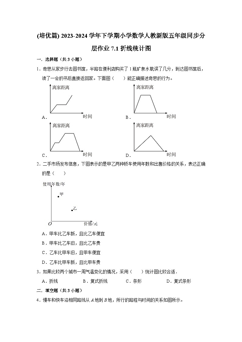 7.1折线统计图(培优篇)2023-2024学年下学期小学数学人教版五年级同步分层作业第1页