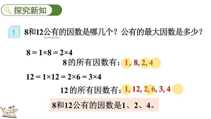 人教版五年級下冊數(shù)學4.4.1 最大公因數(shù)及其求法（課件）第4頁