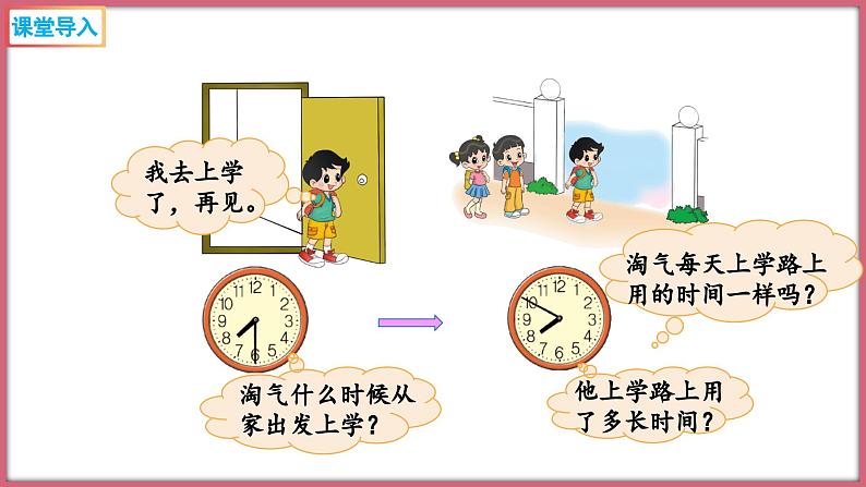 北师大版 二年级下册数学数学好玩 上学时间(课件)第3页