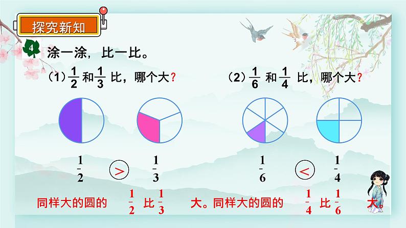 冀教版三年级数学下册教学课件 第八单元 分数的初步认识 第三课时 分数大小的比较第3页