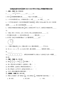 甘肃省武威市凉州区联考2023-2024学年六年级上学期数学期末试卷