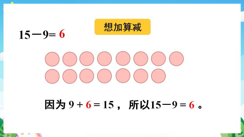 【新课标】人教版数学一年级下册 2.1《十几减9(1)》课件08