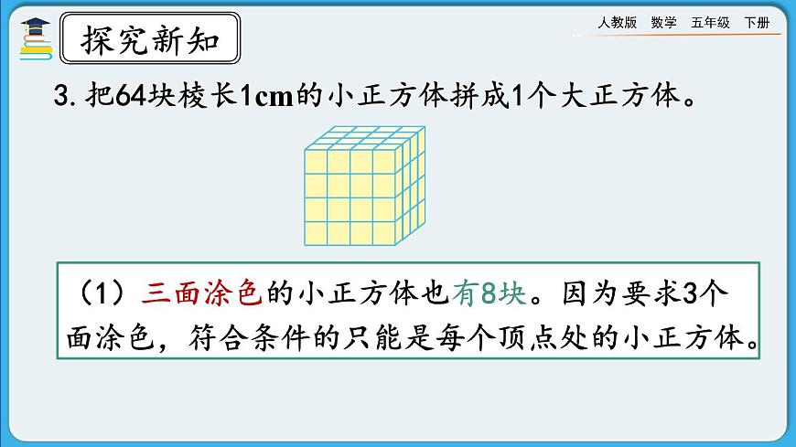 人教版數(shù)學(xué)五年級(jí)下冊(cè) 3.6《探索表面涂色的正方體的有關(guān)規(guī)律》PPT課件第8頁(yè)