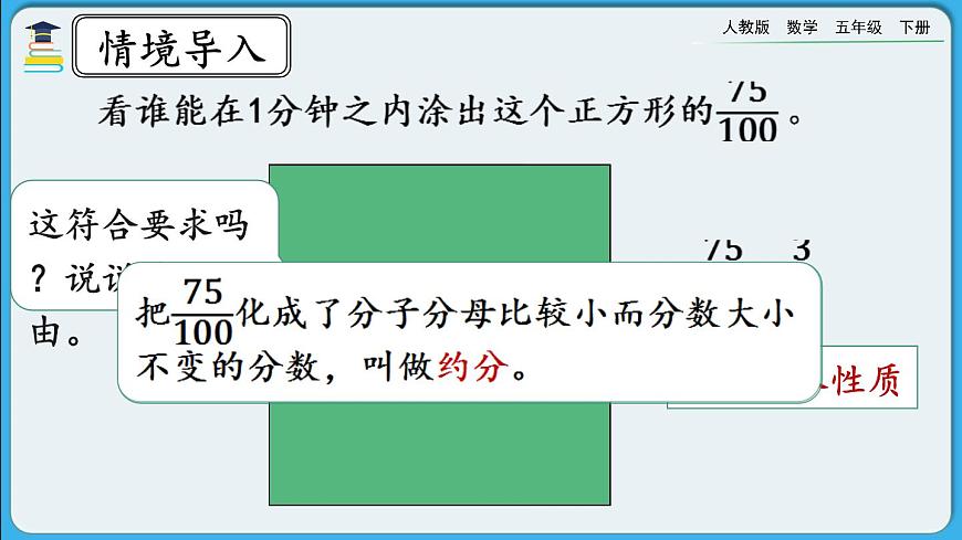 人教版數(shù)學(xué)五年級(jí)下冊(cè) 4.4.4《約分》PPT課件第2頁(yè)