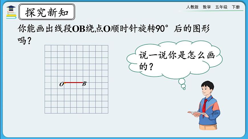 人教版數(shù)學(xué)五年級下冊 5.2《在方格紙上畫出簡單圖形旋轉(zhuǎn)后的圖形》PPT課件第3頁
