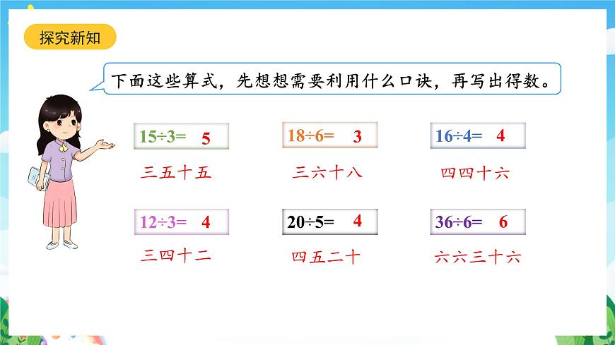 人教版數(shù)學(xué)二年級(jí)下冊(cè) 4.1《用7、8的乘法口訣求商》課件第4頁(yè)