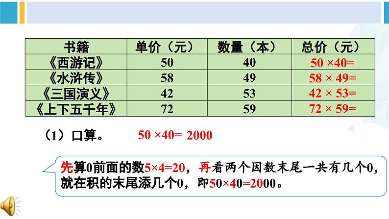 人教版三年级数学下册 9 总复习 1.两位数乘两位数 除数是一位数的除法(教学课件)第4页