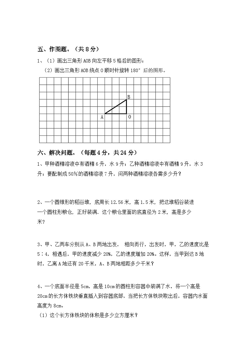 小升初+综合复习题(试题)-2023-2024学年六年级下册人教版数学第3页
