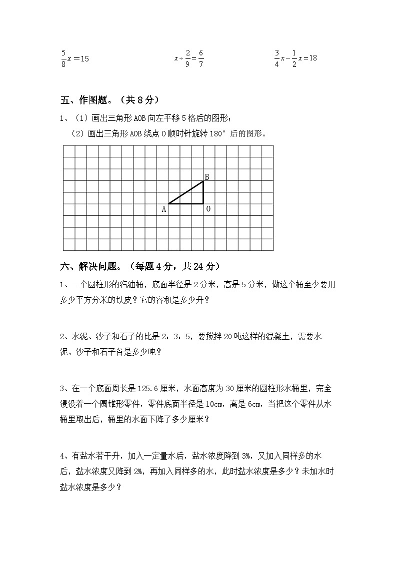 小升初复习(试题)-2023-2024学年六年级下册西师大版数学第3页