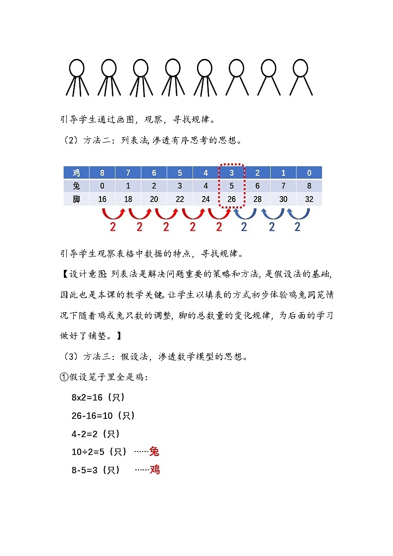 人教版数学四年级下册《鸡兔同笼》教学设计第3页