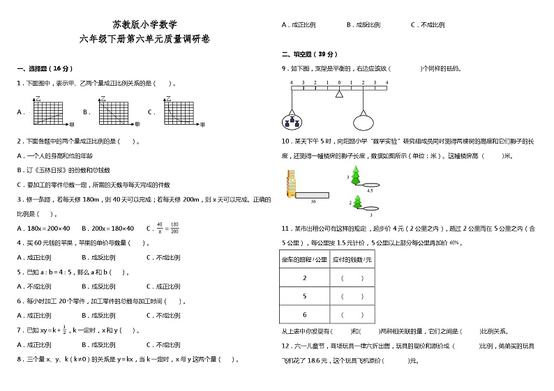 苏教版六年级下册第六单元质量调研卷(含答案+详细解析)第1页