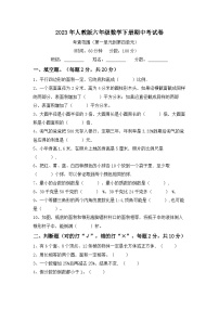 期中考试卷（试题）-2023-2024学年六年级下册数学人教版