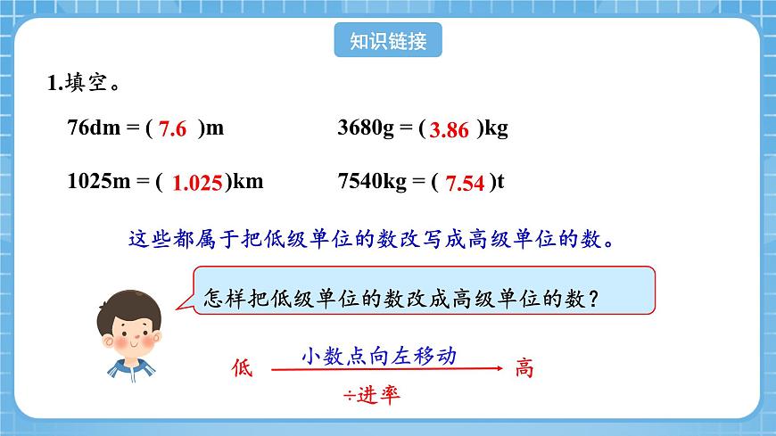 人教版數(shù)學(xué)四年級(jí)下冊(cè) 4.9《小數(shù)與單位換算(2)》課件第4頁(yè)
