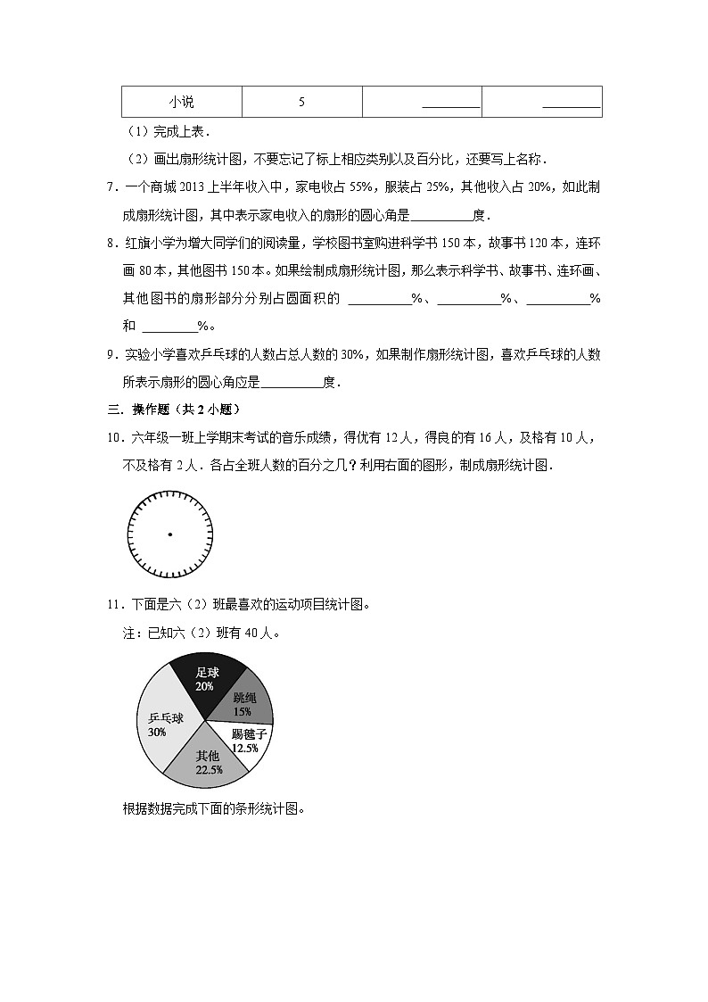 苏教版2023-2024学年六年级下册数学尖子生培优 第一单元第二课时绘制扇形统计图(知识精讲+典题精练)第3页
