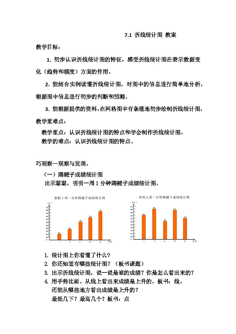 五年级下册数学人教版 7.1 折线统计图 教案201