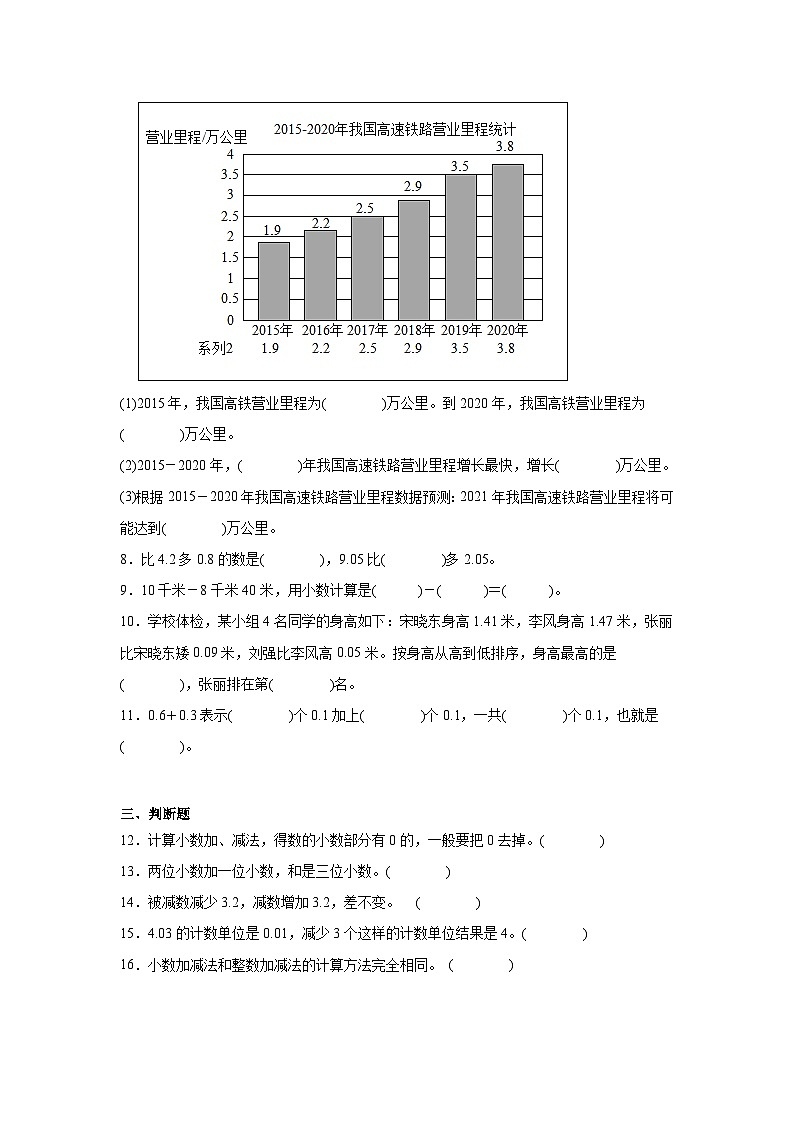 6.1小数加减法课堂通行证 人教版数学四年级下册练习试题第2页
