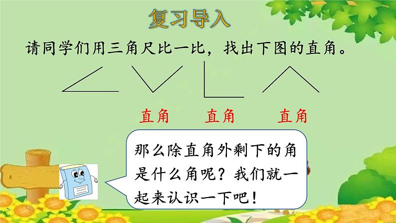 人教版数学二年级上册 第3单元 角的初步认识-第3课时 锐角、钝角的认识课件第3页