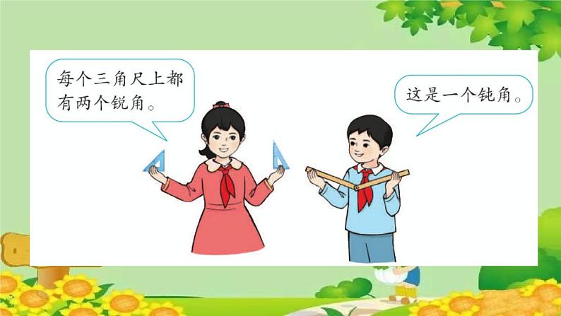 人教版数学二年级上册 第3单元 角的初步认识-第3课时 锐角、钝角的认识课件第7页