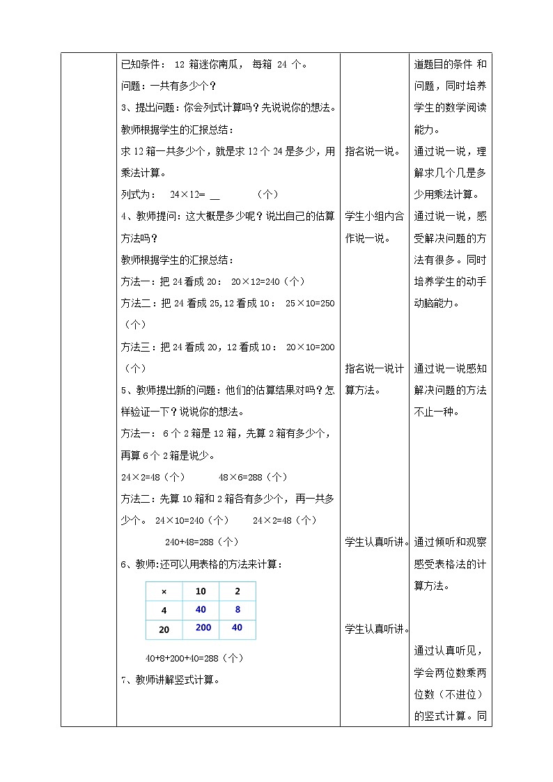 苏教版数学三下第一单元第二课时《两位数乘两位数的笔算》教学设计02