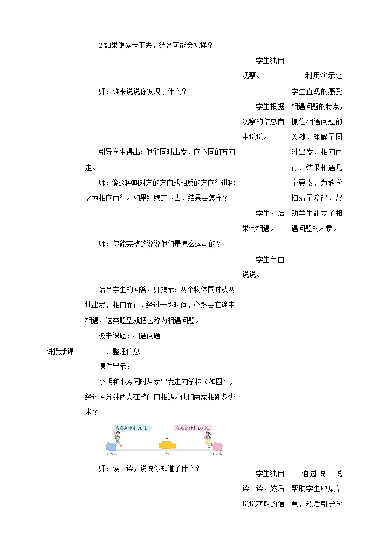 苏教版四年级下册数学《相遇问题》教学设计02