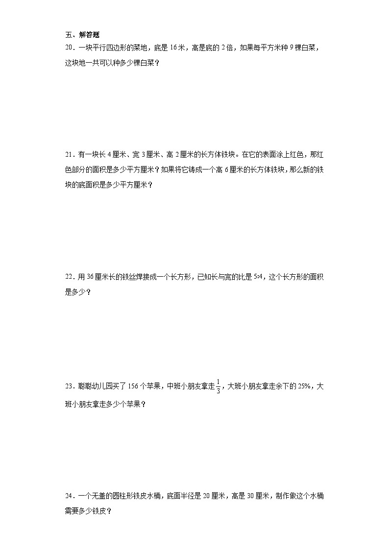 2024年小升初重难点复习卷(二)数学六年级下册苏教版第3页