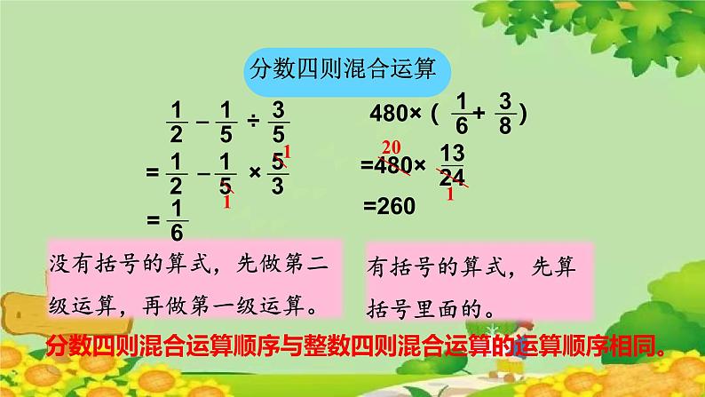 青岛版数学六年级上册 六、中国的世界遗产——分数四则混合运算-我学会了吗?课件第3页