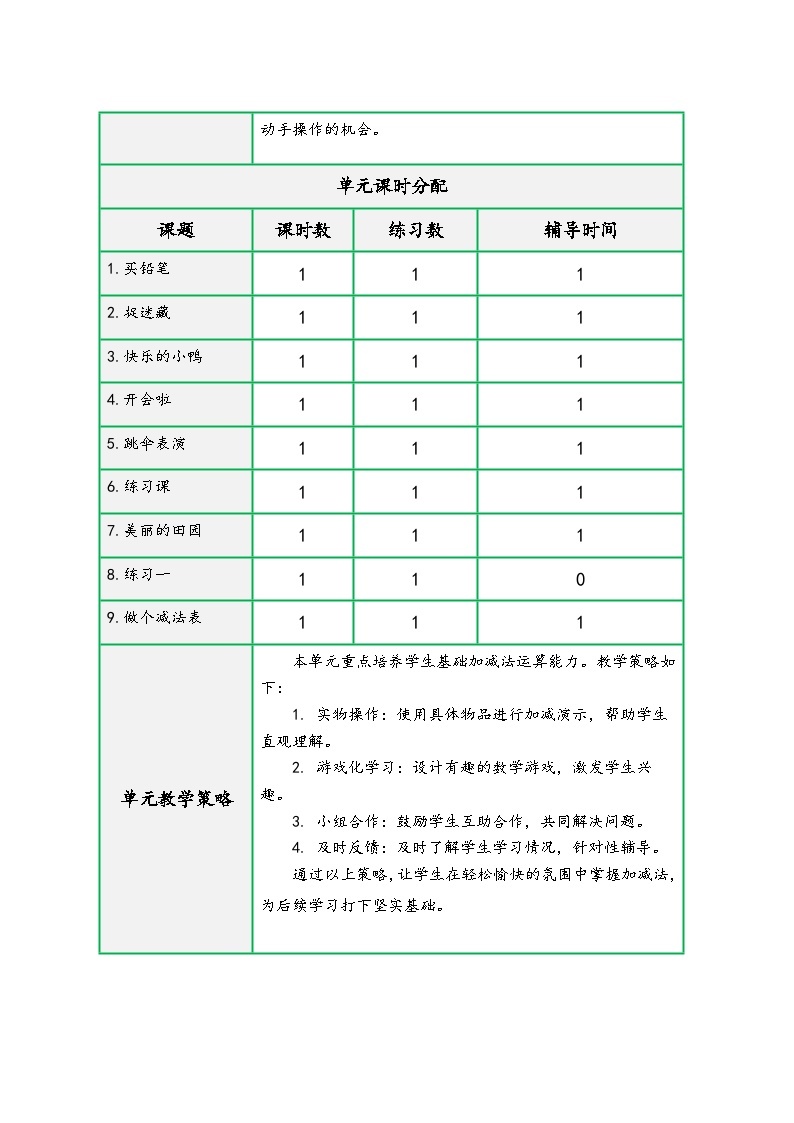 北师大版一年级数学下册第一单元《加与减（一）》（精品教学设计）02