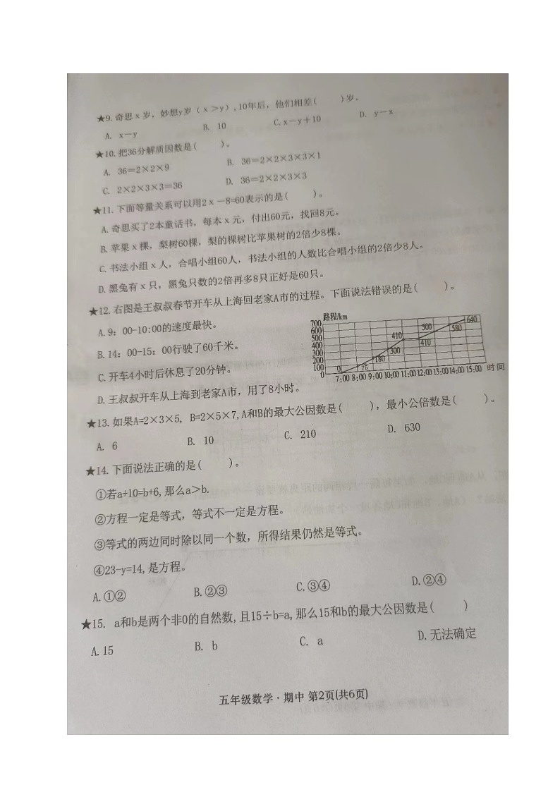 福建省寧德市福鼎市2023-2024學(xué)年五年級(jí)下學(xué)期期中考試數(shù)學(xué)試題第2頁(yè)
