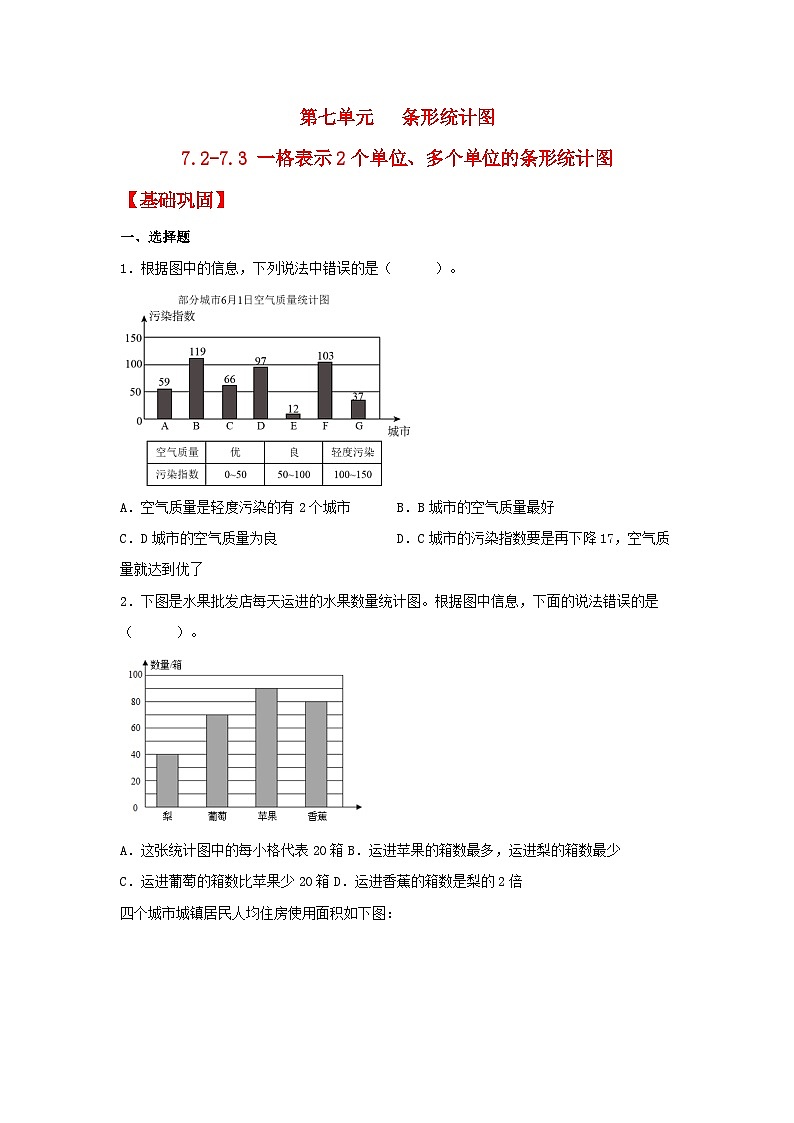 人教版数学四年级上册7.2《一格代表2个单位的条形统计图》课件+教案+练习01