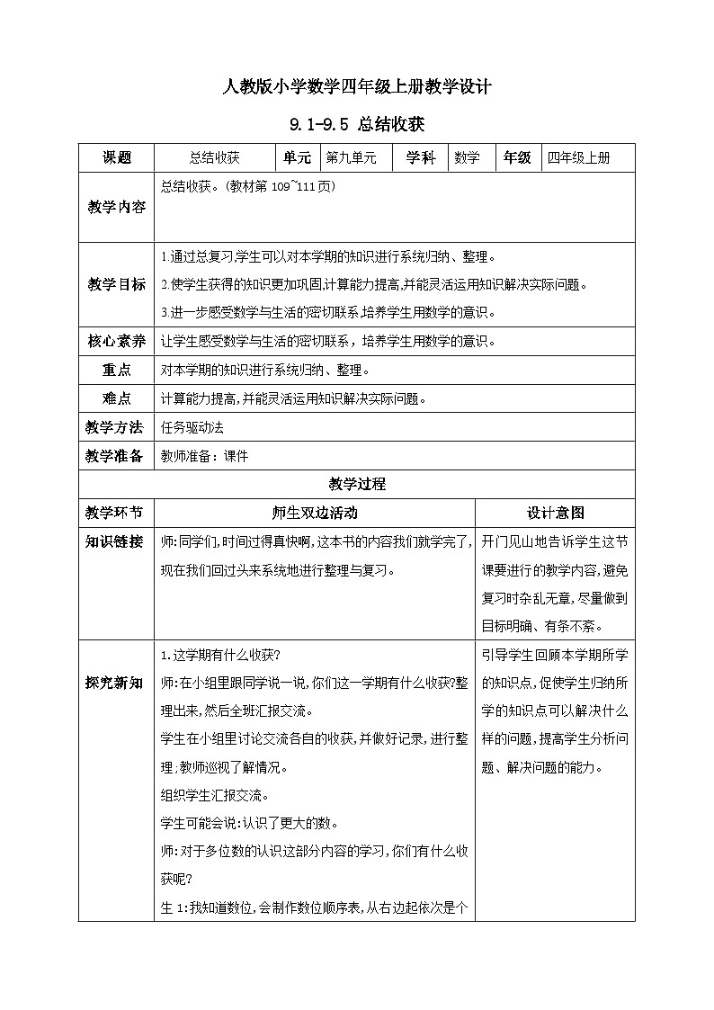 9.1-9.5《總結(jié)收獲》教學(xué)設(shè)計(jì)第1頁